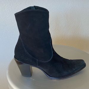 Vintage VIA SPIGA Western Black Suede Cowboy Boots 8M